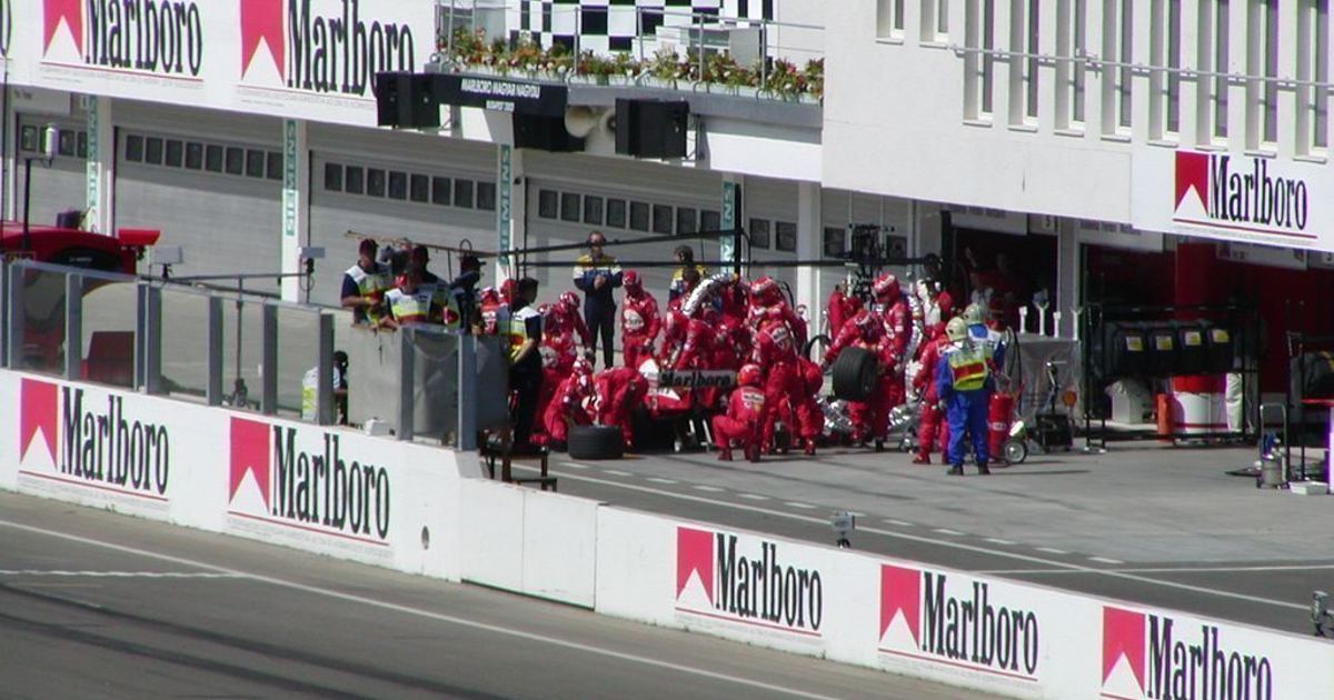 Ferrari pit stop at the 2003 Hungarian Grand Prix