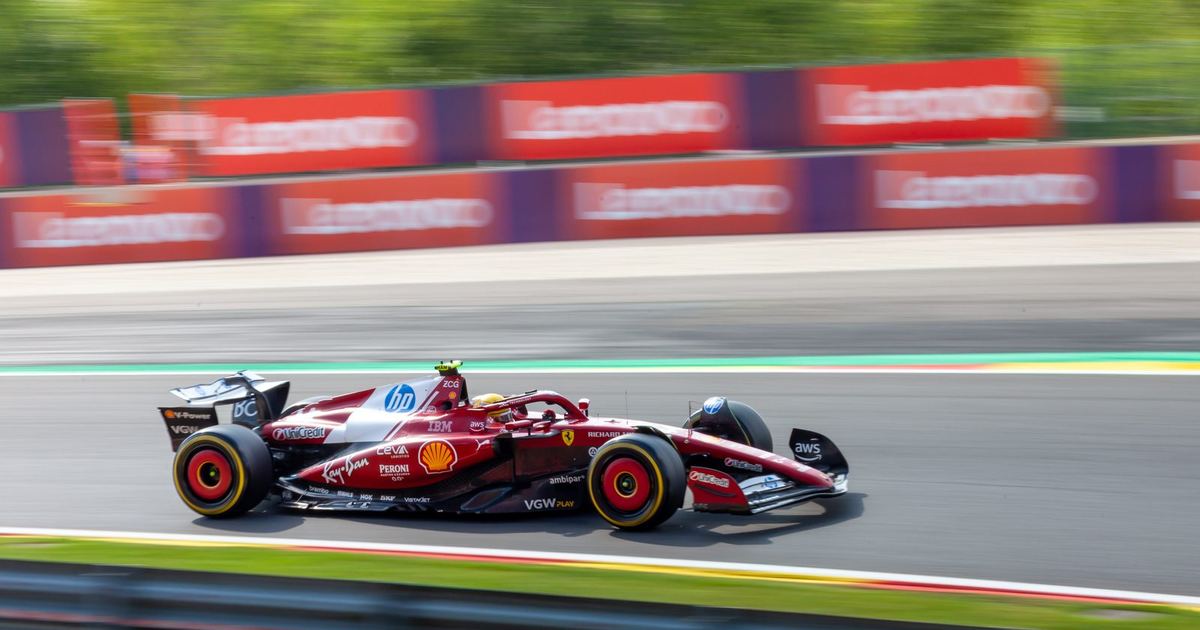 Lewis Hamilton at the 2025 Belgian Grand Prix weekend in Ferrari colors
