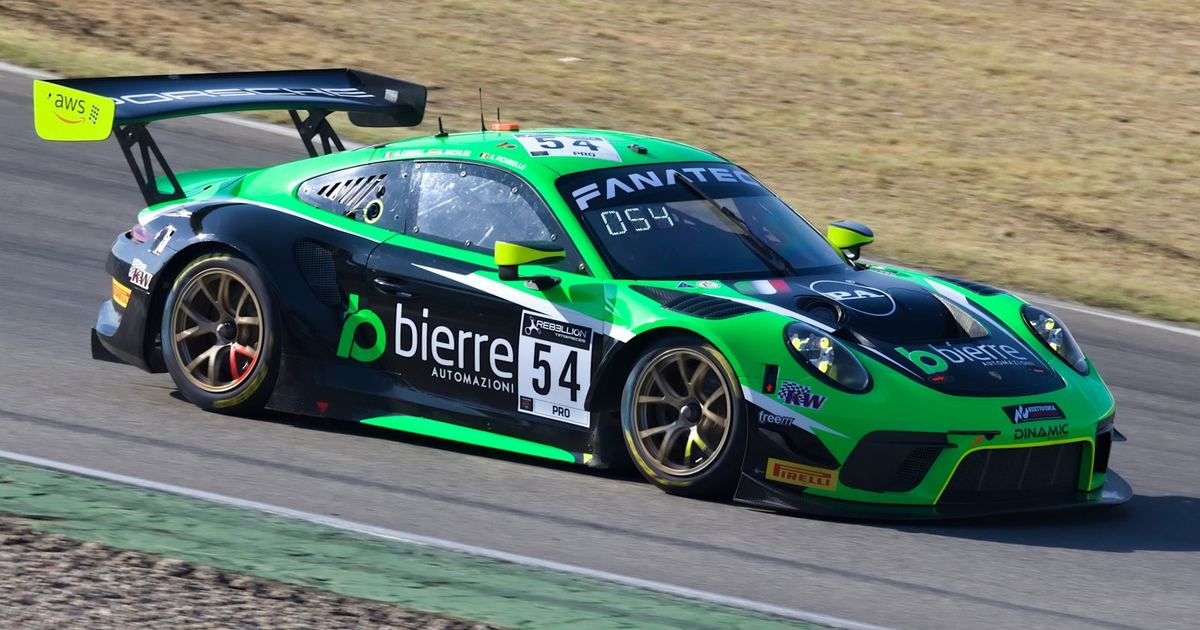 A Porsche 911 GT3 R racing at the 2022 GT World Challenge Europe round at Hockenheim