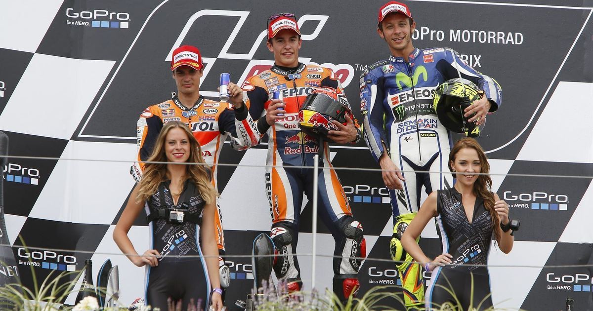 Dani Pedrosa, Marc Márquez and Valentino Rossi 2015 Sachsenring