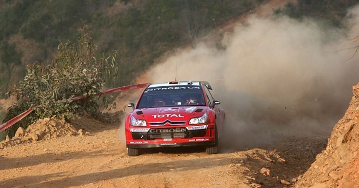 A WRC car navigating a stage during the 2007 Rally de Portugal