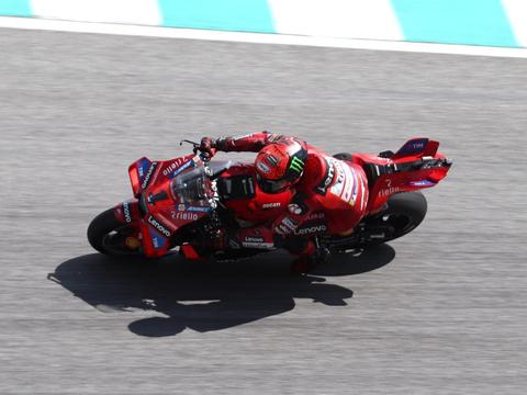 A MotoGP rider on a factory Ducati in 2024