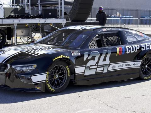 A NASCAR Next Gen car at Las Vegas Motor Speedway
