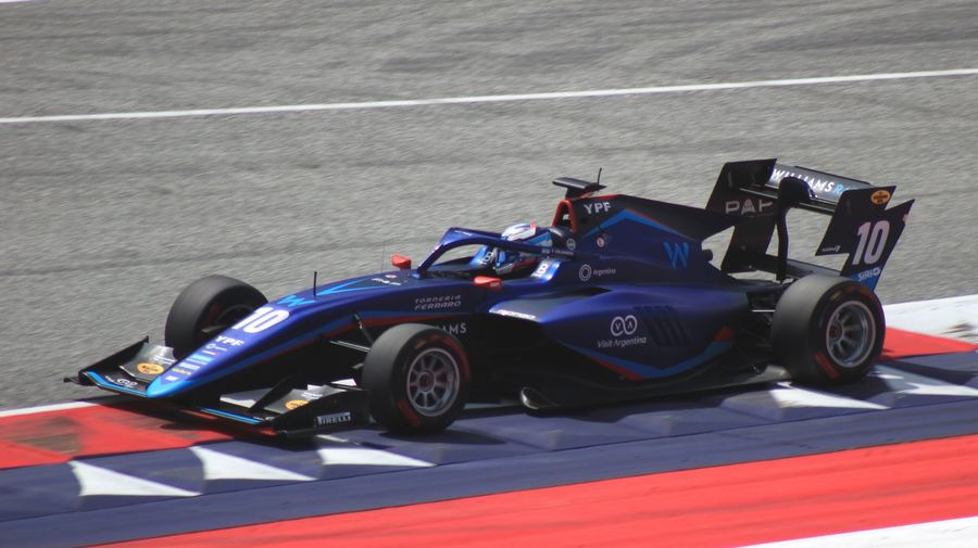 A Formula 3 car racing at the 2023 Austrian round, illustrating the entry point of the FIA's official single-seater pathway to F1