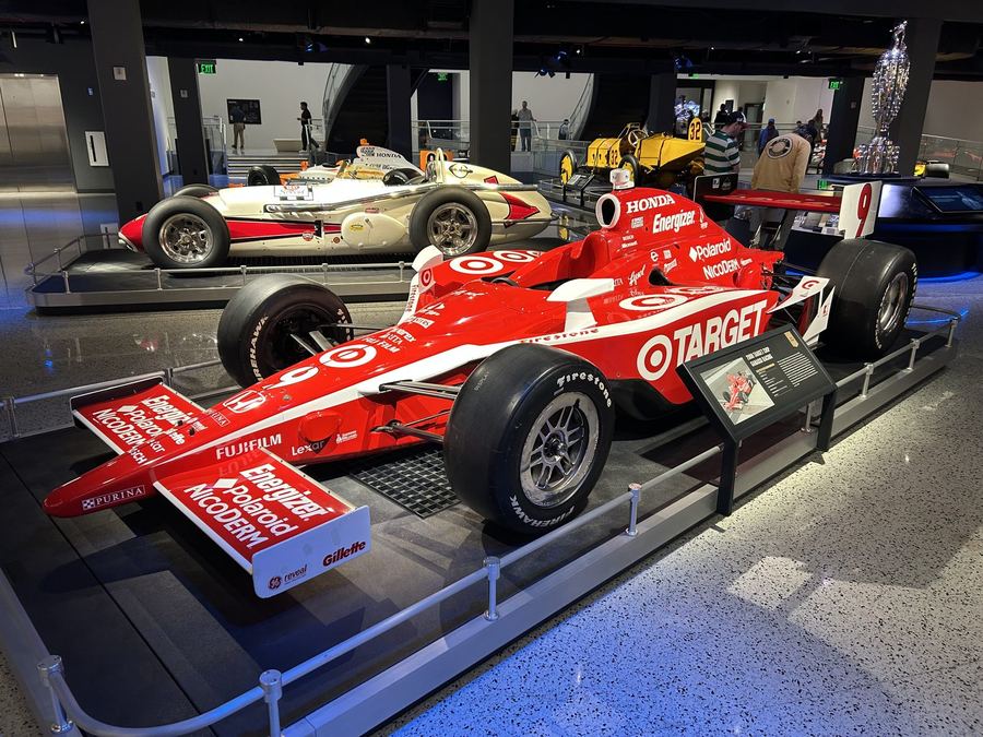 Scott Dixon's 2008 Indianapolis 500-winning Dallara IR-05 on display at the Indianapolis Motor Speedway Museum