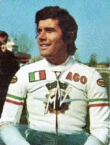 Giacomo Agostini in 1971, during his record-setting run of Grand Prix motorcycle racing championships.