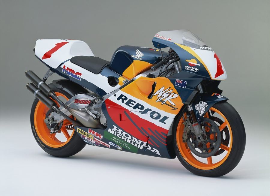 The Honda NSR500 ridden by Mick Doohan in 1995, during his run of five consecutive 500cc World Championships.