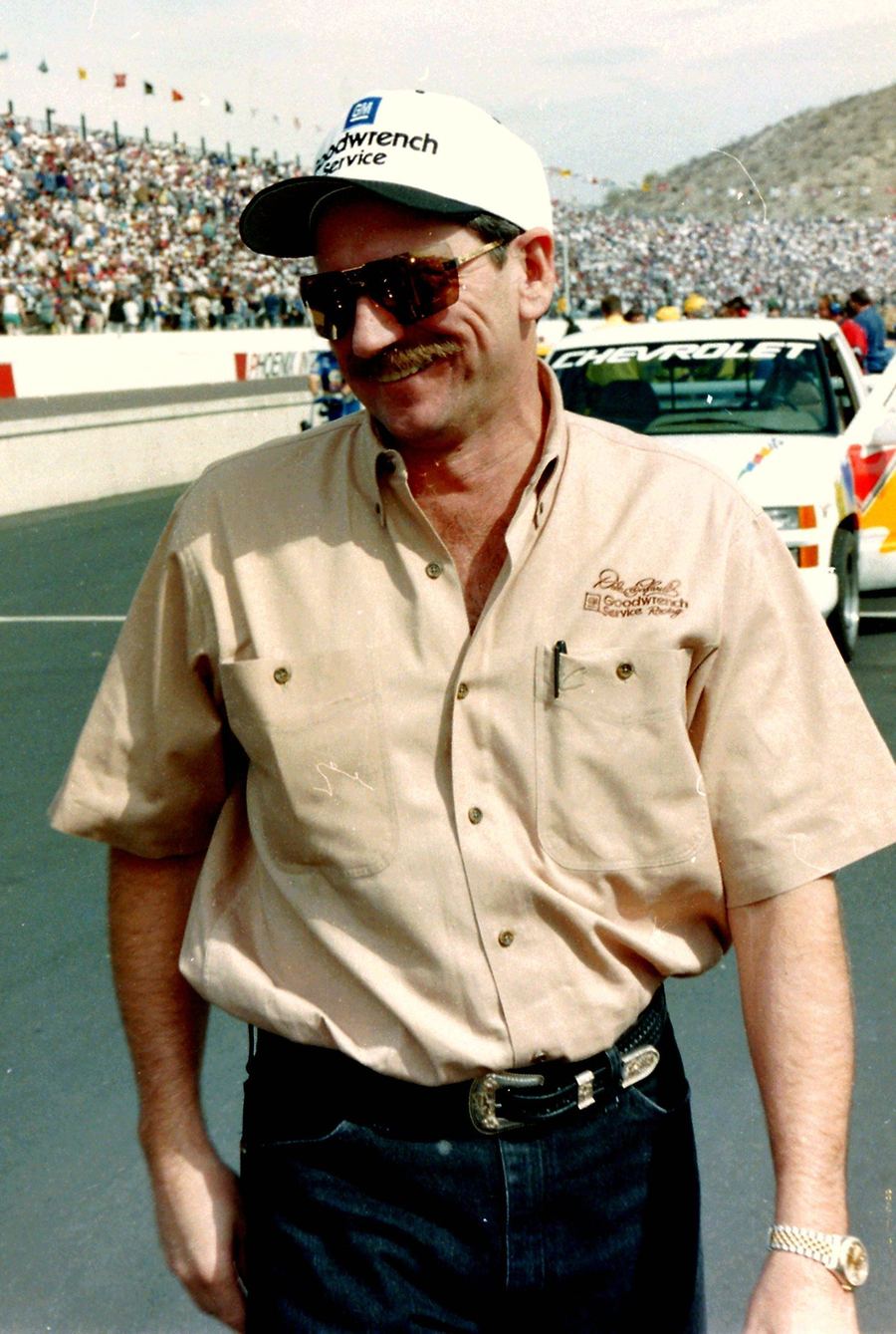 Dale Earnhardt, seven-time NASCAR Cup Series champion known as 'The Intimidator' for his aggressive driving style.