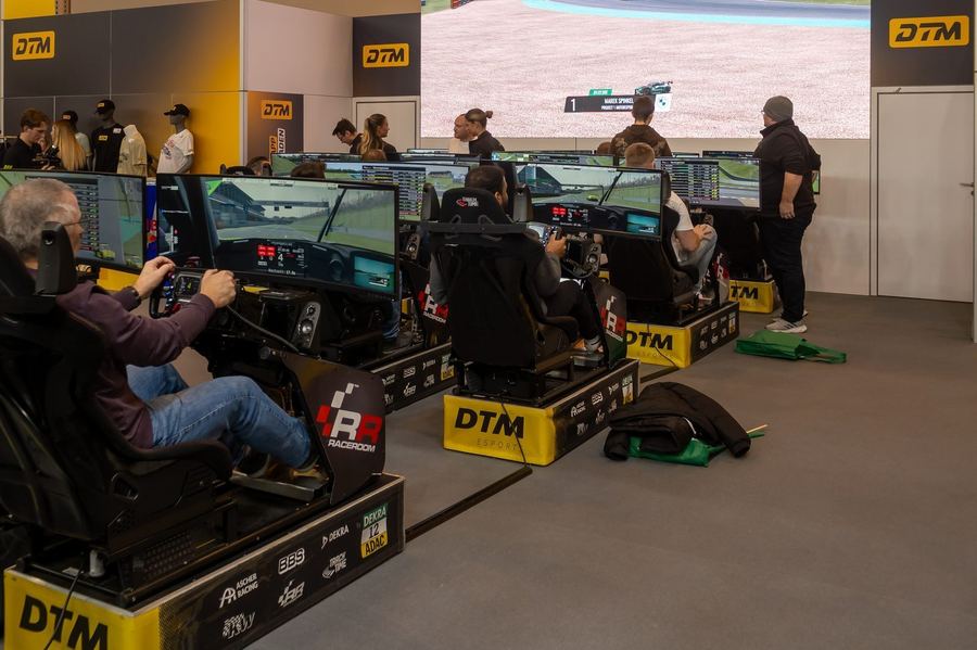 a sim racing cockpit mid-session, conveying the competitive, ranked nature of online sim racing