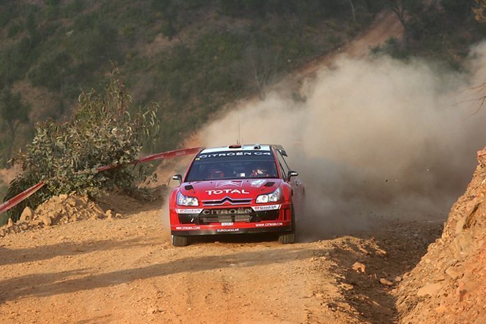 A WRC car navigating a stage during the 2007 Rally de Portugal, illustrating the terminology this glossary defines